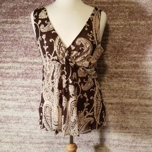MICHAEL Michael Kors Brown and Cream Paisley Tank Top